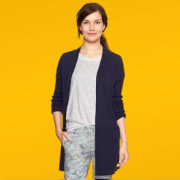 H&M Women’s Blue Open Front Tunic Cardigan Size Medium Side Slits - Picture 3 of 5